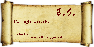 Balogh Orsika névjegykártya